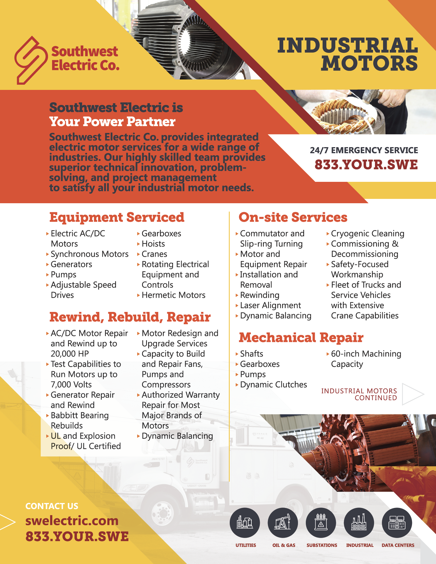 Industrial Motors Southwest Electric Co. Large Electric Motor Repair